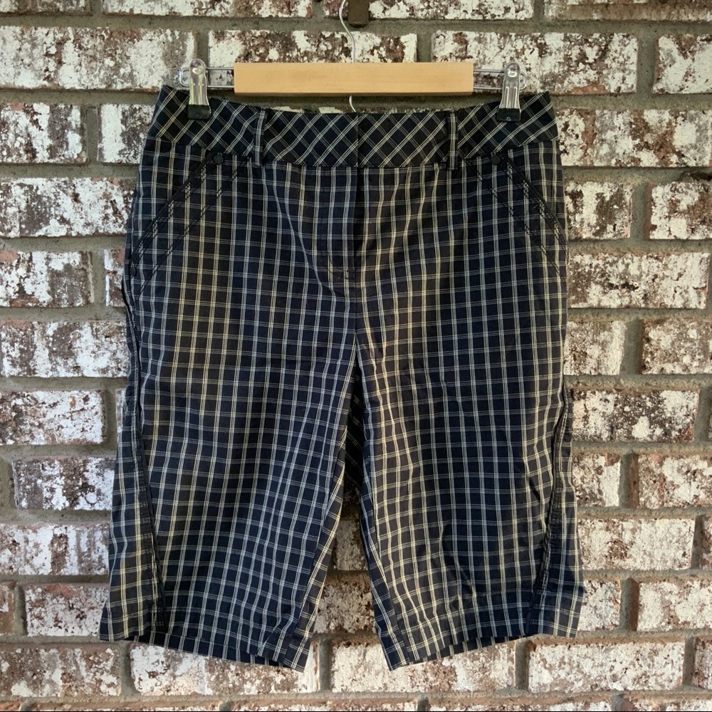 Cutter & Buck Annika Golf Shorts Size 4 Black White and Yellow Checkered